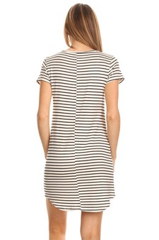 Striped Short Sleeve Tunic T-Shirt Dress MADE IN USA style 4