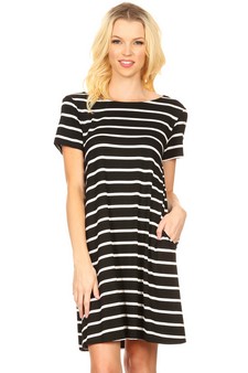 Striped Short Sleeve Tunic T-Shirt Dress w/ Pockets **NY ONLY** style 3