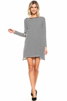 Faux Suede Elbow Patch Striped Dress style 5