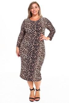 Lady's Leopard Bodycon Midi Dress (XL only) style 4