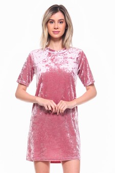 Velvet Short Sleeve Tee Dress style 2