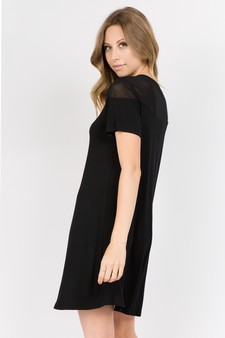Women's Mesh-Trim Short Sleeve Dress style 2