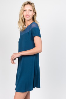 Women's Mesh-Trim Short Sleeve Dress style 3