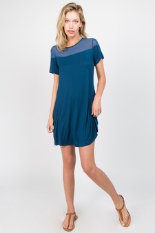 Women's Mesh-Trim Short Sleeve Dress style 6