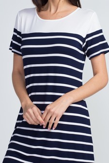 Women's Striped Two-Pocket Swing Dress style 4