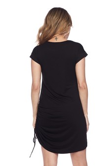 Women's Short Sleeve Ruche Side Scoop Hem Dress style 4