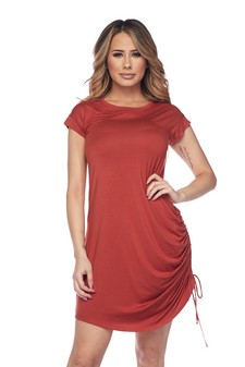 Women's Short Sleeve Ruched Side Scoop Hem Dress style 2