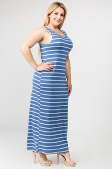 Women's Striped Tank Maxi Dress style 2