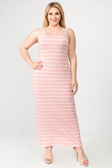 Women's Striped Tank Maxi Dress style 4