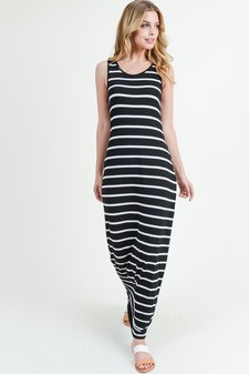 Women's Striped Tank Maxi Dress style 2