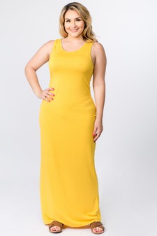 Solid Color Sleeveless Maxi Plus Dress style 4