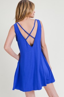 Women's Sleeveless Criss-cross Back Dress with Pockets style 4