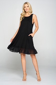 Women's Sleeveless Chiffon Ruffle Dress with Pockets style 5