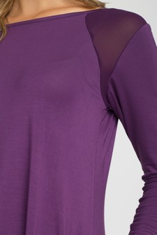 Mesh Shoulder Long Sleeve Dress w/ Pockets style 4