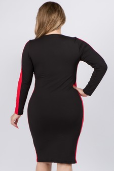 Women's Side Stripe Midi Bodycon Dress style 3