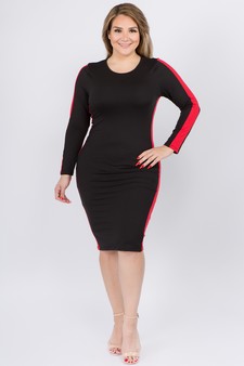 Women's Side Stripe Midi Bodycon Dress style 5