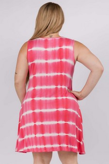 Women's Knit Tie Dye Swing Dress with Pockets style 3