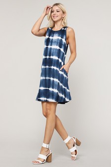 Women's Knit Tie Dye Swing Dress with Pockets style 5