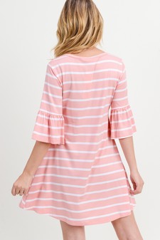 Women's Ruffled 3/4 Sleeve Striped Dress style 4