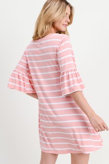 Women's Ruffled 3/4 Sleeve Striped Dress style 5