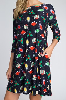 Women's All Things Christmas Print Dress style 4
