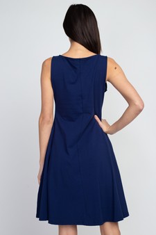 Lady's Sleeveless Comb-Cotton A-Line Dress with Pockets style 5