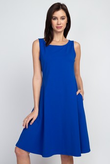 Lady's Sleeveless Comb-Cotton A-Line Dress with Pockets style 2