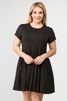 Women's Short Sleeve Babydoll Dress with Pockets style 4