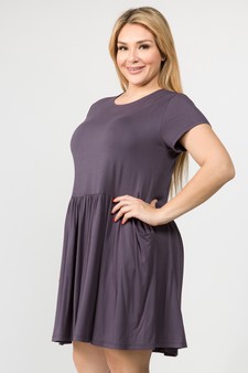 Women's Short Sleeve Babydoll Dress with Pockets style 2