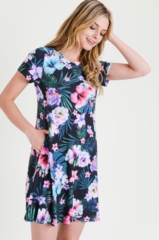 Women's Tropical Floral Print Fit And Flare Dress (Large only) style 2