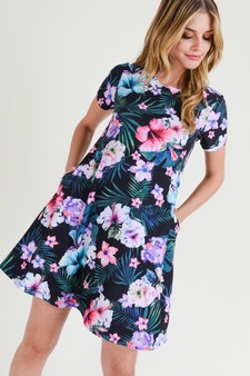 Women's Tropical Floral Print Fit And Flare Dress (Large only) style 3