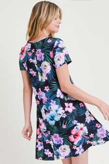 Women's Tropical Floral Print Fit And Flare Dress (Large only) style 4