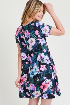 Women's Tropical Floral Print Fit And Flare Dress (Large only) style 5