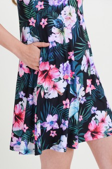 Women's Tropical Floral Print Fit And Flare Dress (Large only) style 6