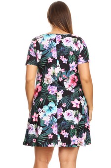 Women's Tropical Floral Print Fit And Flare Dress style 4