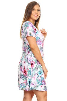 Women's Tropical Floral Print Fit And Flare Dress style 3