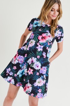Women's Tropical Floral Print Fit And Flare Dress style 3