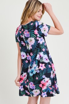 Women's Tropical Floral Print Fit And Flare Dress style 5