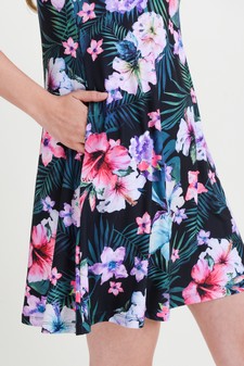Women's Tropical Floral Print Fit And Flare Dress style 6