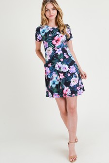 Women's Tropical Floral Print Fit And Flare Dress style 7