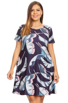 Women's Palm Leaf Print Fit And Flare Dress style 2