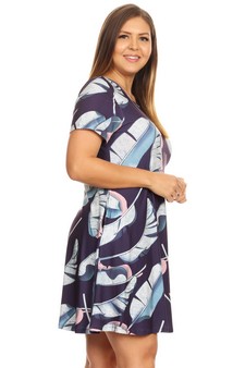 Women's Palm Leaf Print Fit And Flare Dress style 3