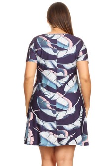 Women's Palm Leaf Print Fit And Flare Dress style 4