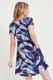 Women's Palm Leaf Print Fit And Flare Dress style 6