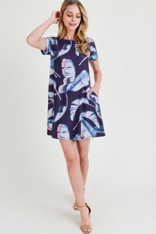 Women's Palm Leaf Print Fit And Flare Dress style 7