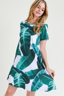***NY ONLY - Women's Palm Leaf Print Fit and Flare Dress style 4