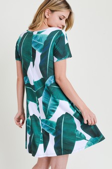 ***NY ONLY - Women's Palm Leaf Print Fit and Flare Dress style 5