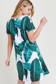 ***NY ONLY - Women's Palm Leaf Print Fit and Flare Dress style 6