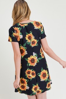 Women's Sunflower Print Fit And Flare Dress style 5