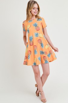 Women's Pineapple Print Fit and Flare Dress style 11